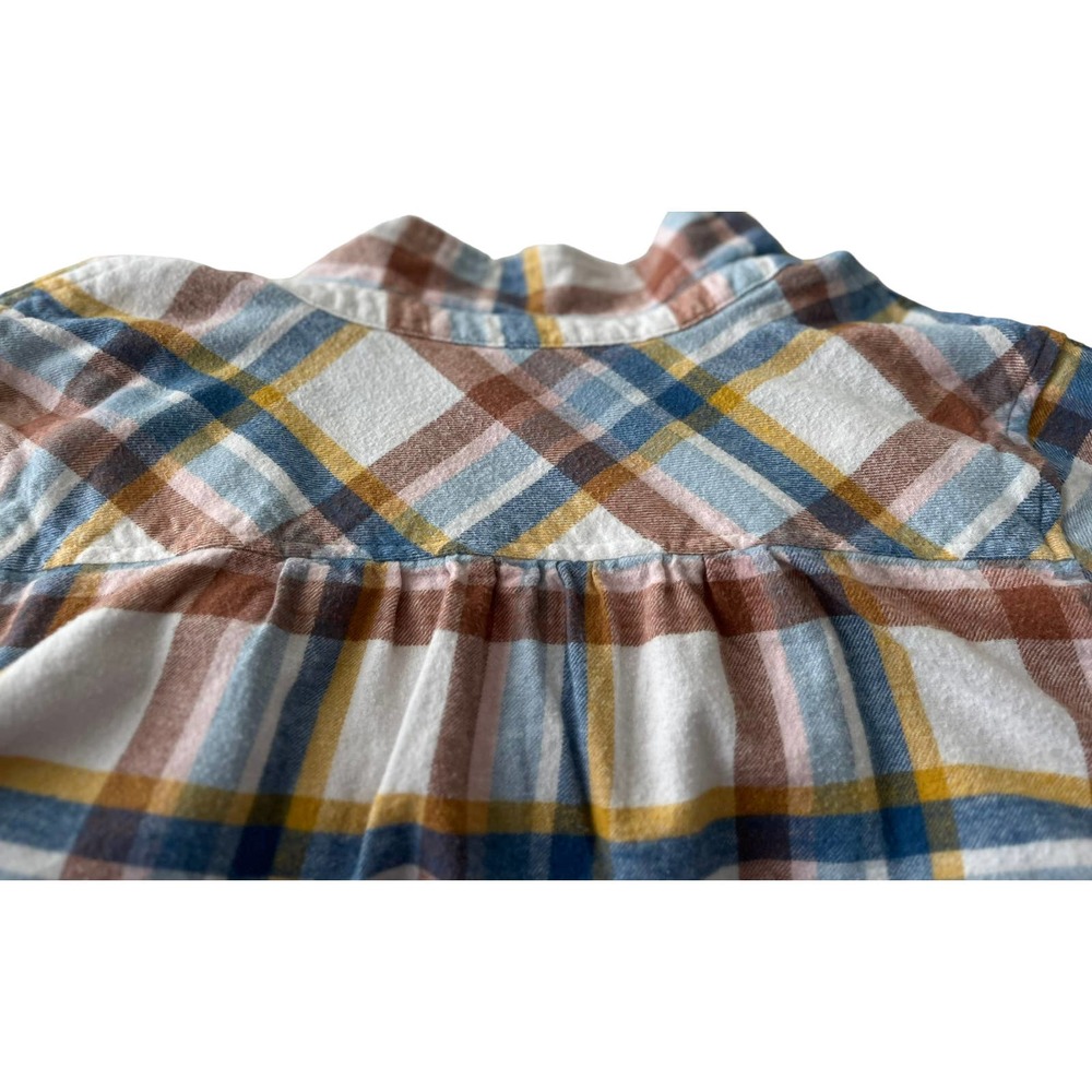 CROFT & BARROW LONG SLEEVE FLANNEL SHIRT, WOMENS, L, BLUE BRN PINK YELLOW PLAID - Picture 6 of 11